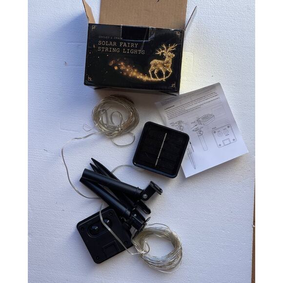 New 2 Pack 33ft 100 LED Solar Copper Wire String Lights - Picture 7 of 7